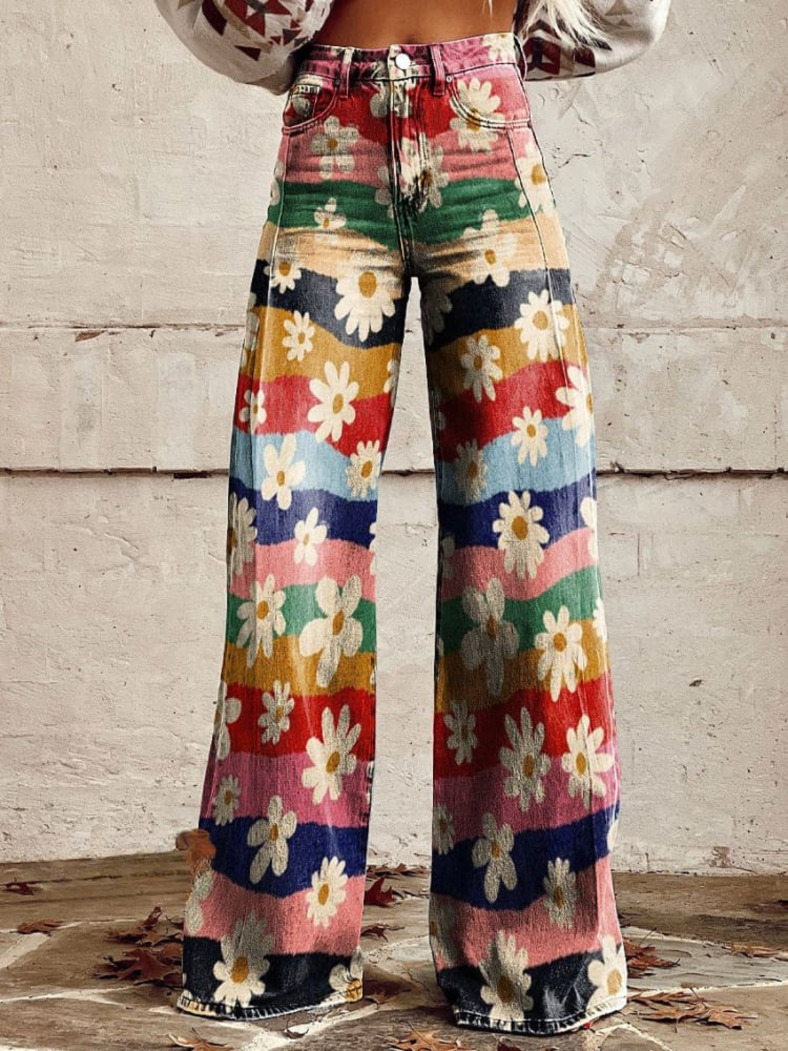 Eliane | Retro Floral Wide-Leg Pants