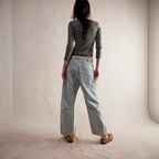 Perlah | Chic Stripe Drawstring Wide-Leg Pants