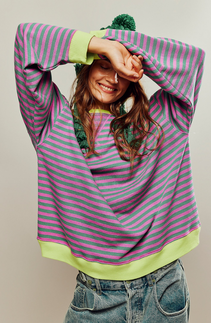 Hannah | Women Spring Striped Crewneck Sweater