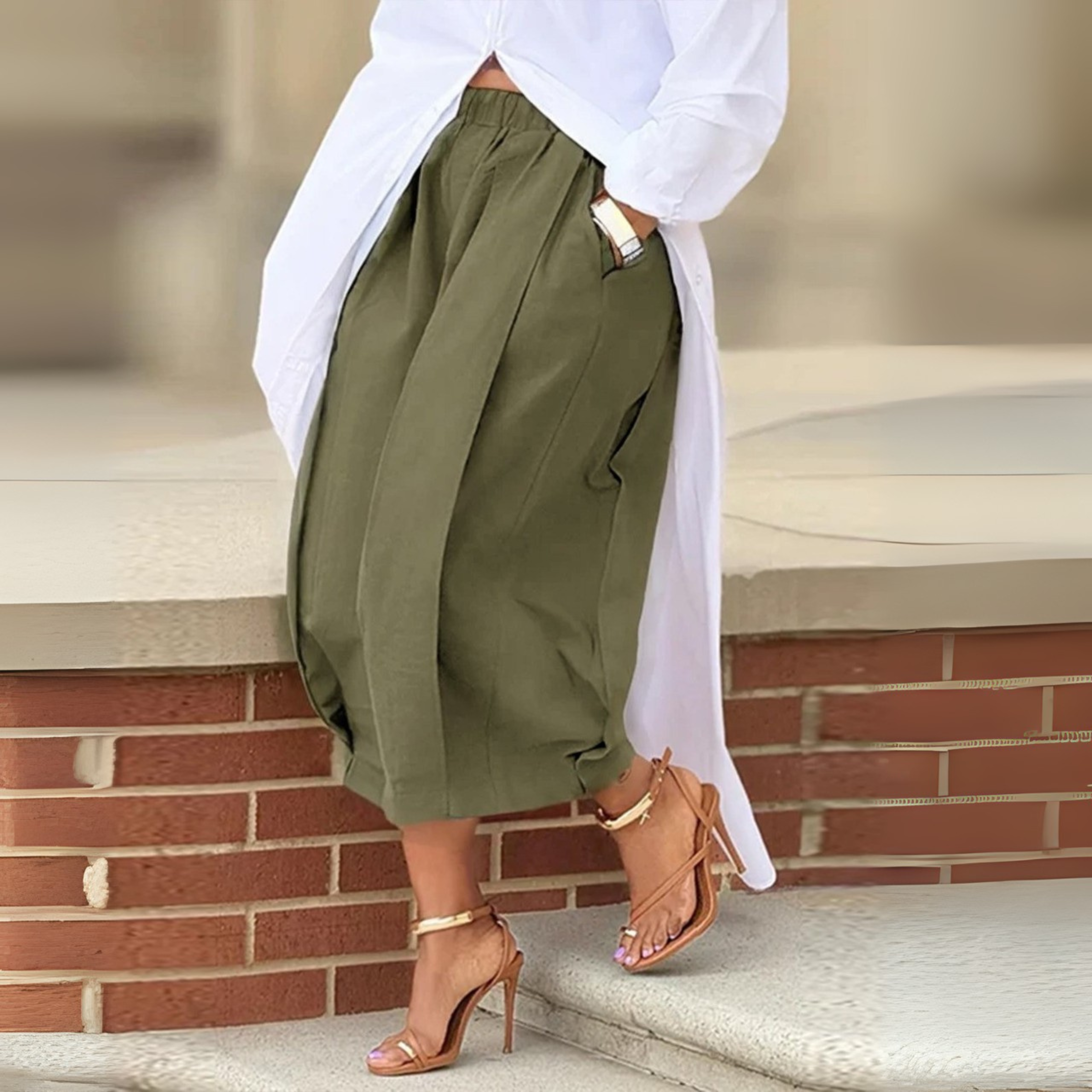 Falia | Elegant Elastic Waistband Lantern Pants