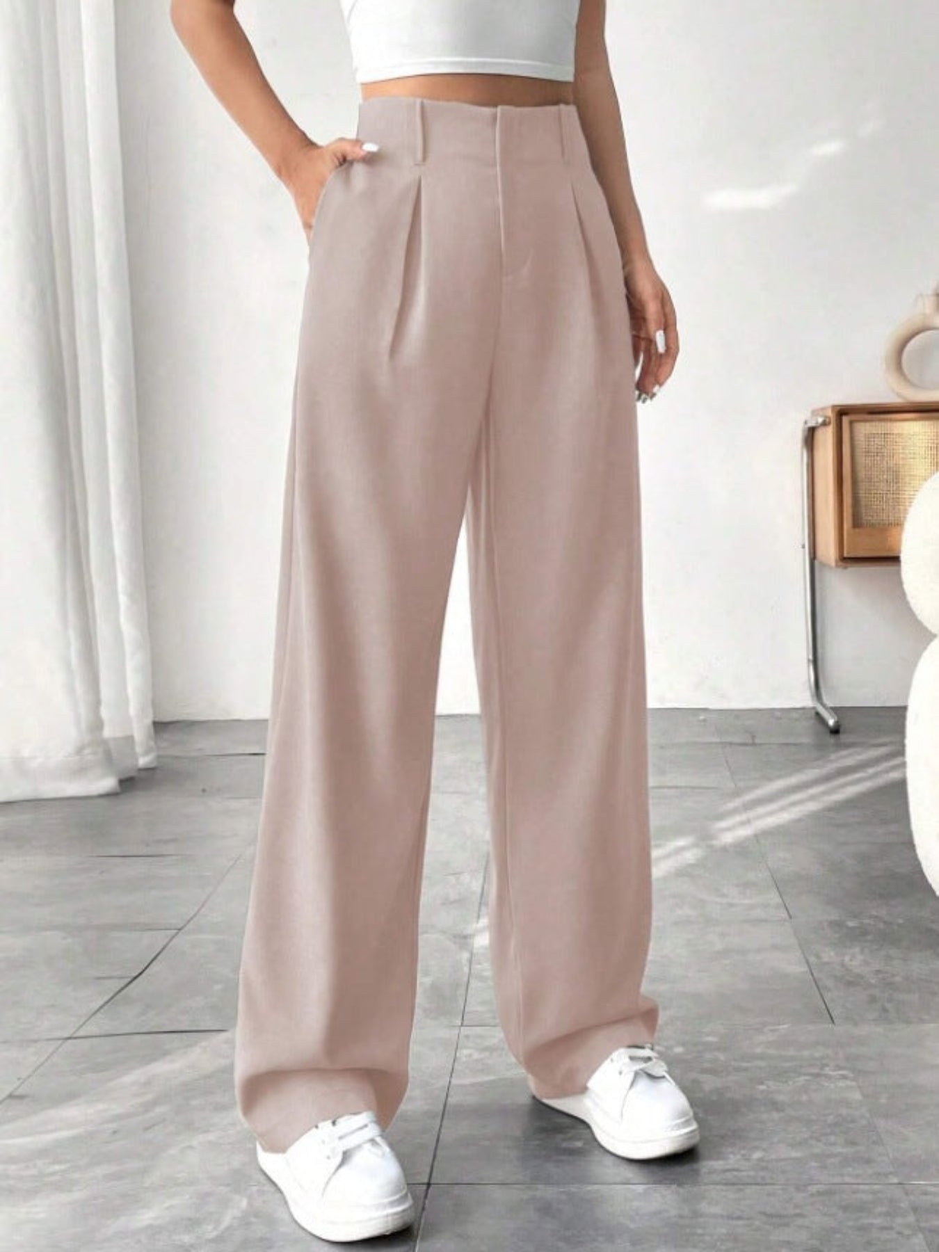 Belisima | Elegant Pleated Wide-Leg Office Trouser