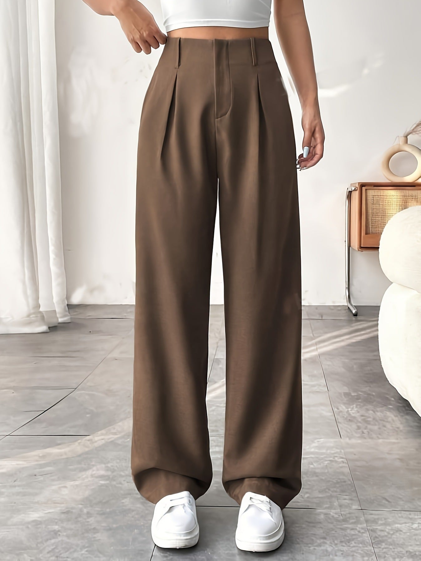 Belisima | Elegant Pleated Wide-Leg Office Trouser