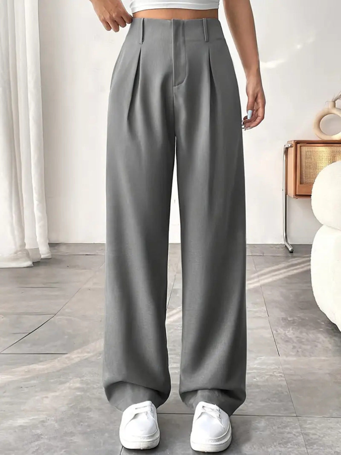 Belisima | Elegant Pleated Wide-Leg Office Trouser