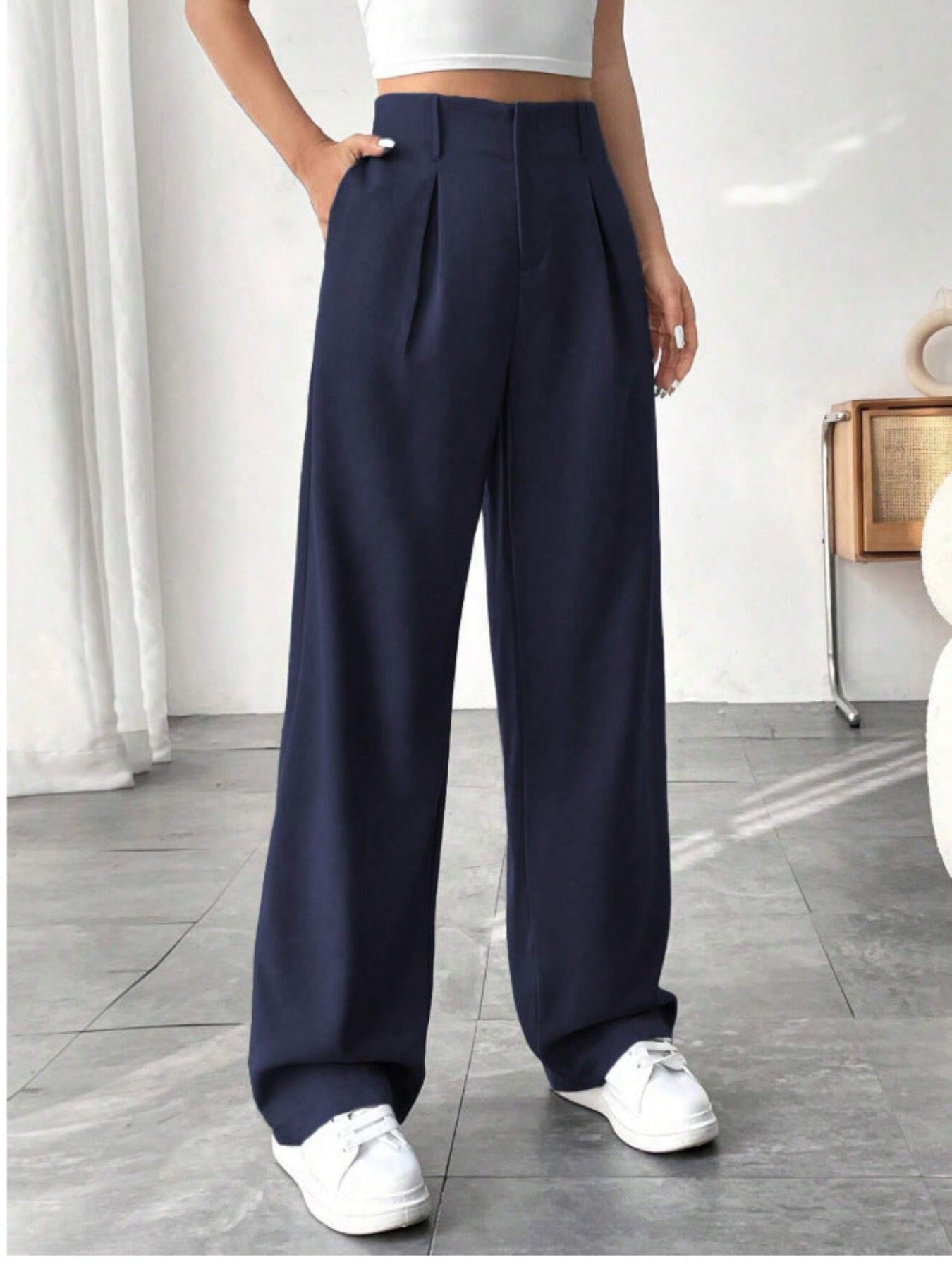 Belisima | Elegant Pleated Wide-Leg Office Trouser