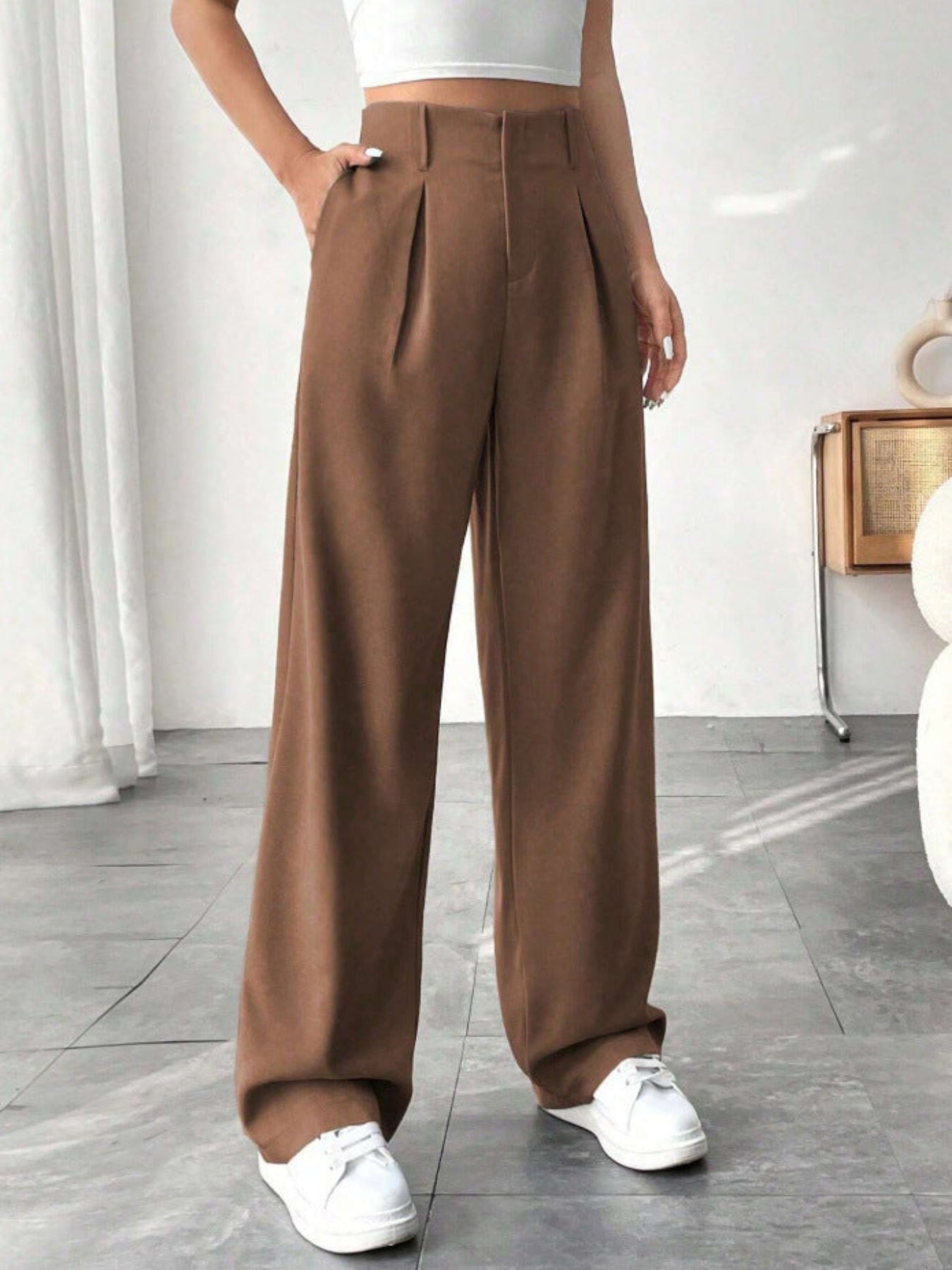 Belisima | Elegant Pleated Wide-Leg Office Trouser