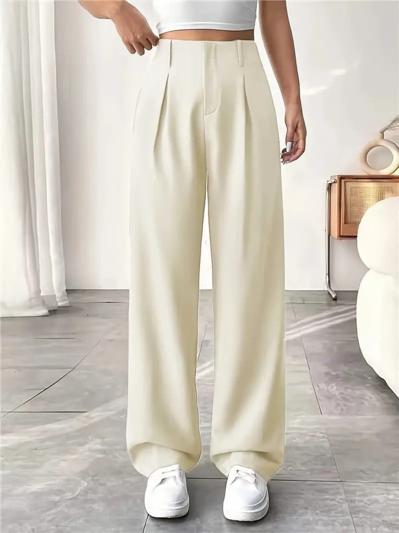 Belisima | Elegant Pleated Wide-Leg Office Trouser