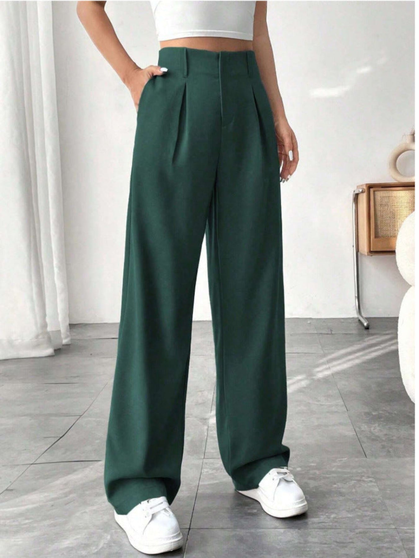 Belisima | Elegant Pleated Wide-Leg Office Trouser