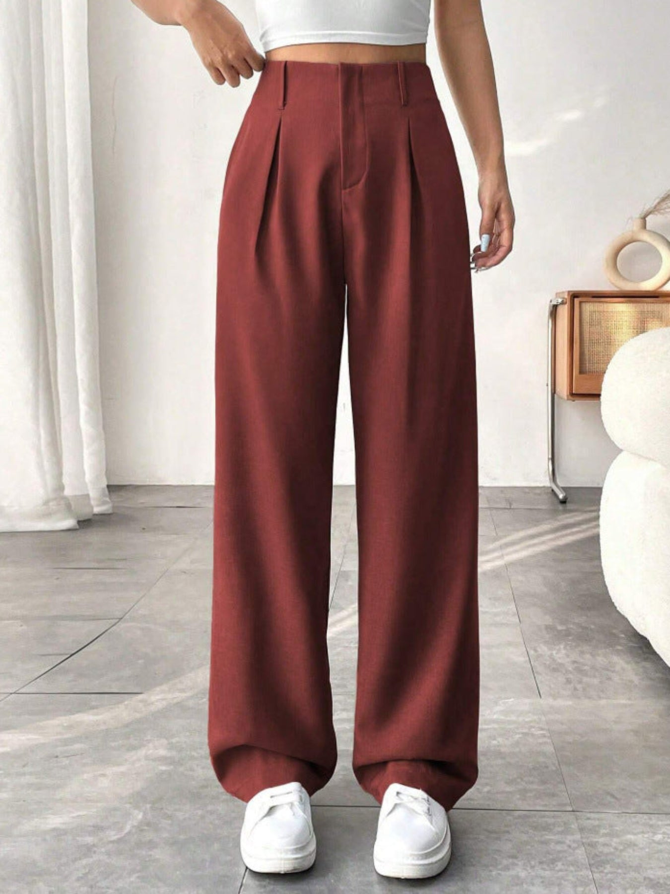 Belisima | Elegant Pleated Wide-Leg Office Trouser