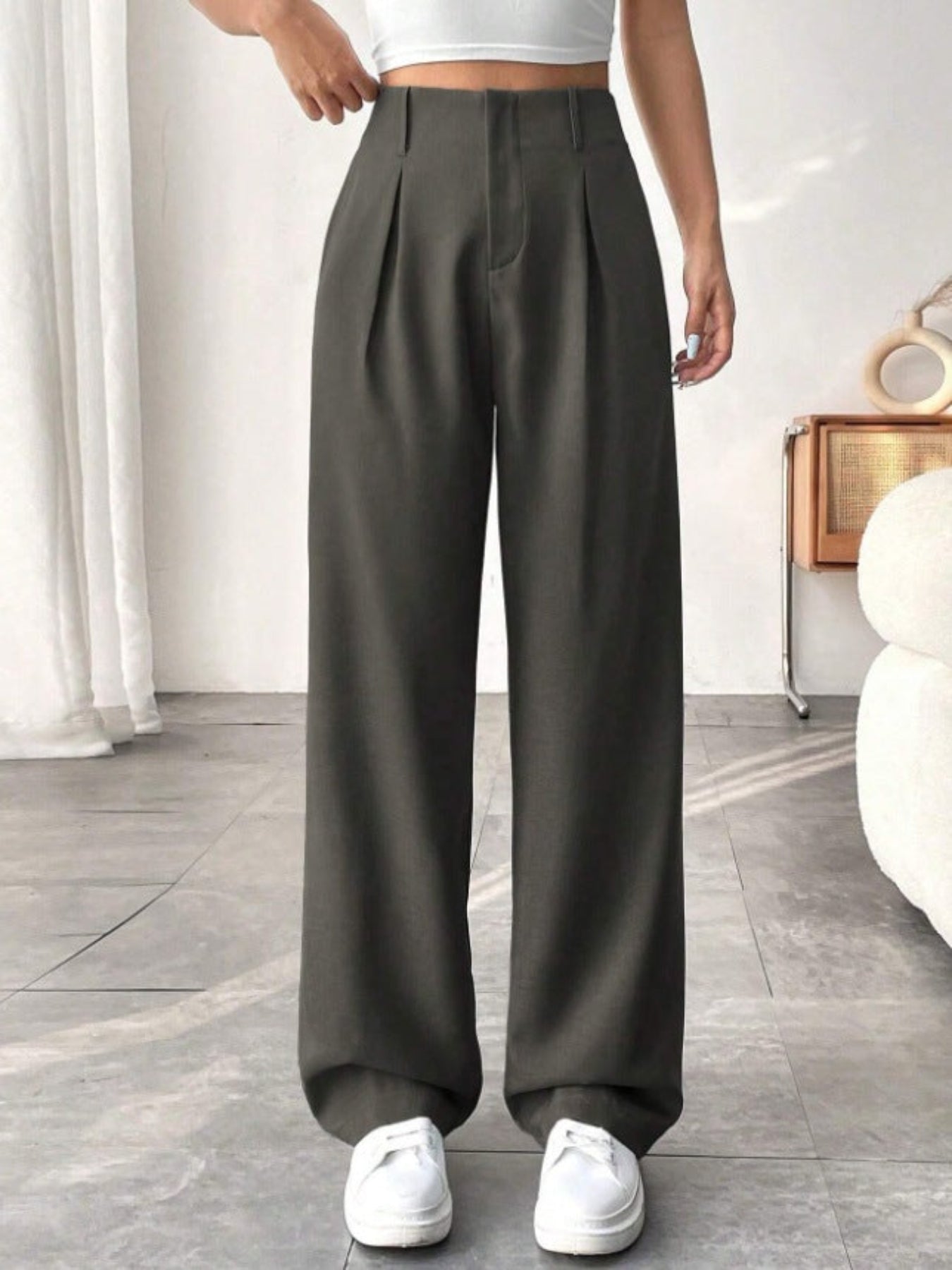 Belisima | Elegant Pleated Wide-Leg Office Trouser