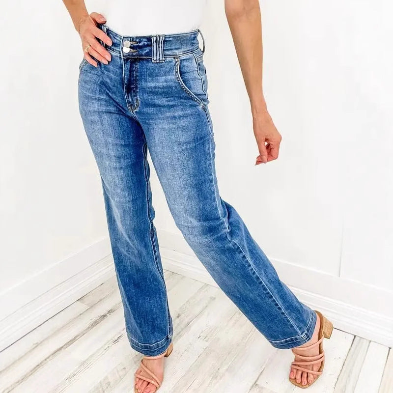 Tallis | Comfy Double Down Wide Leg Jeans