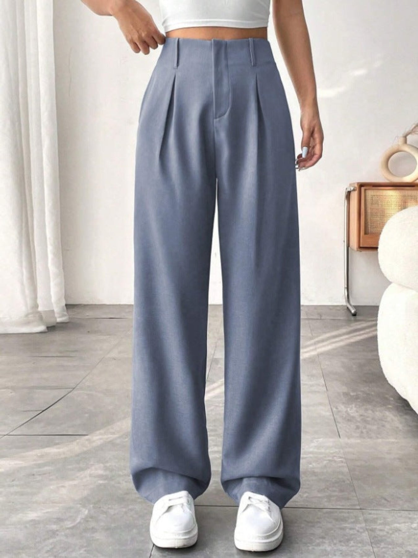 Belisima | Elegant Pleated Wide-Leg Office Trouser