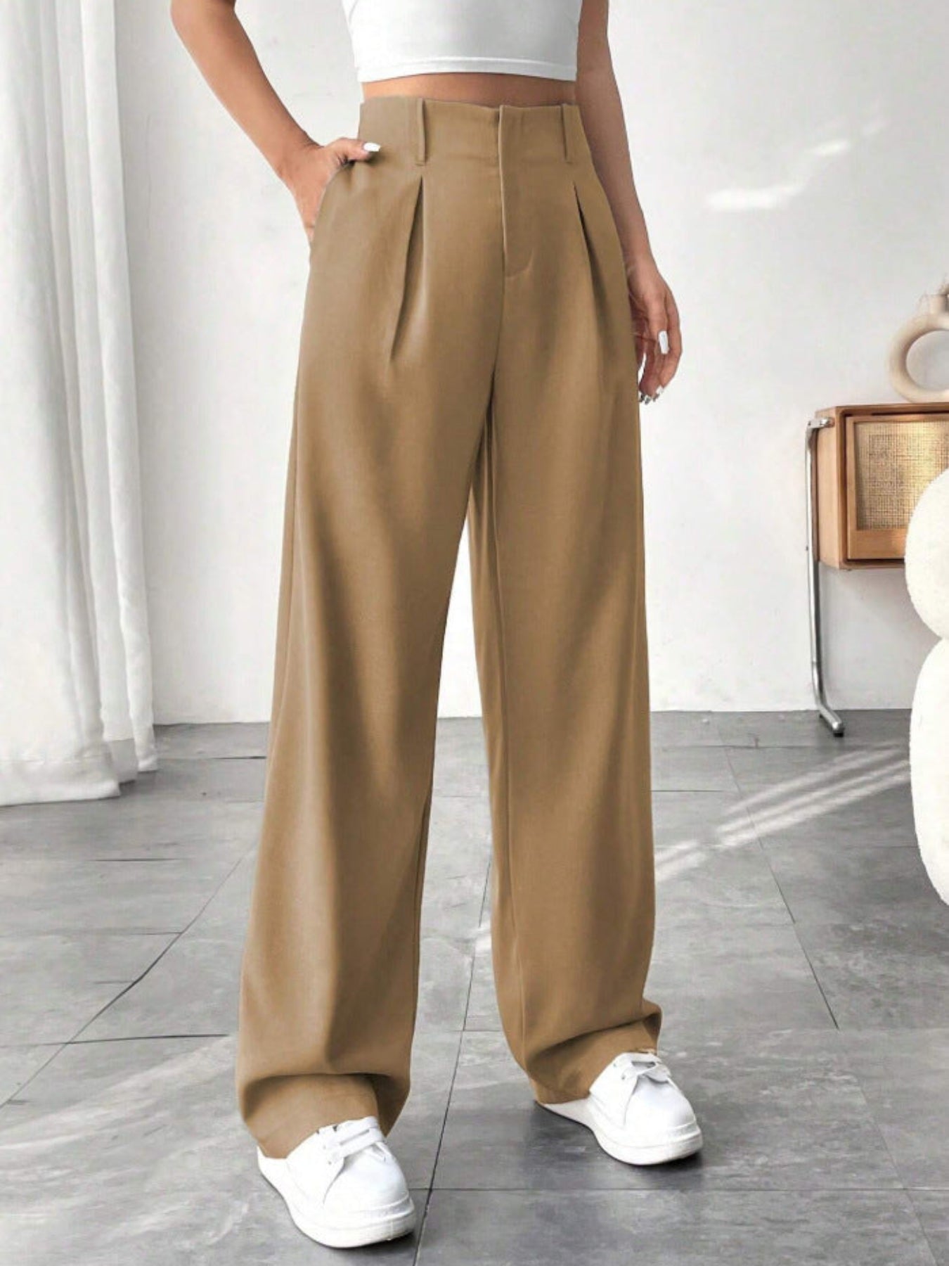 Belisima | Elegant Pleated Wide-Leg Office Trouser