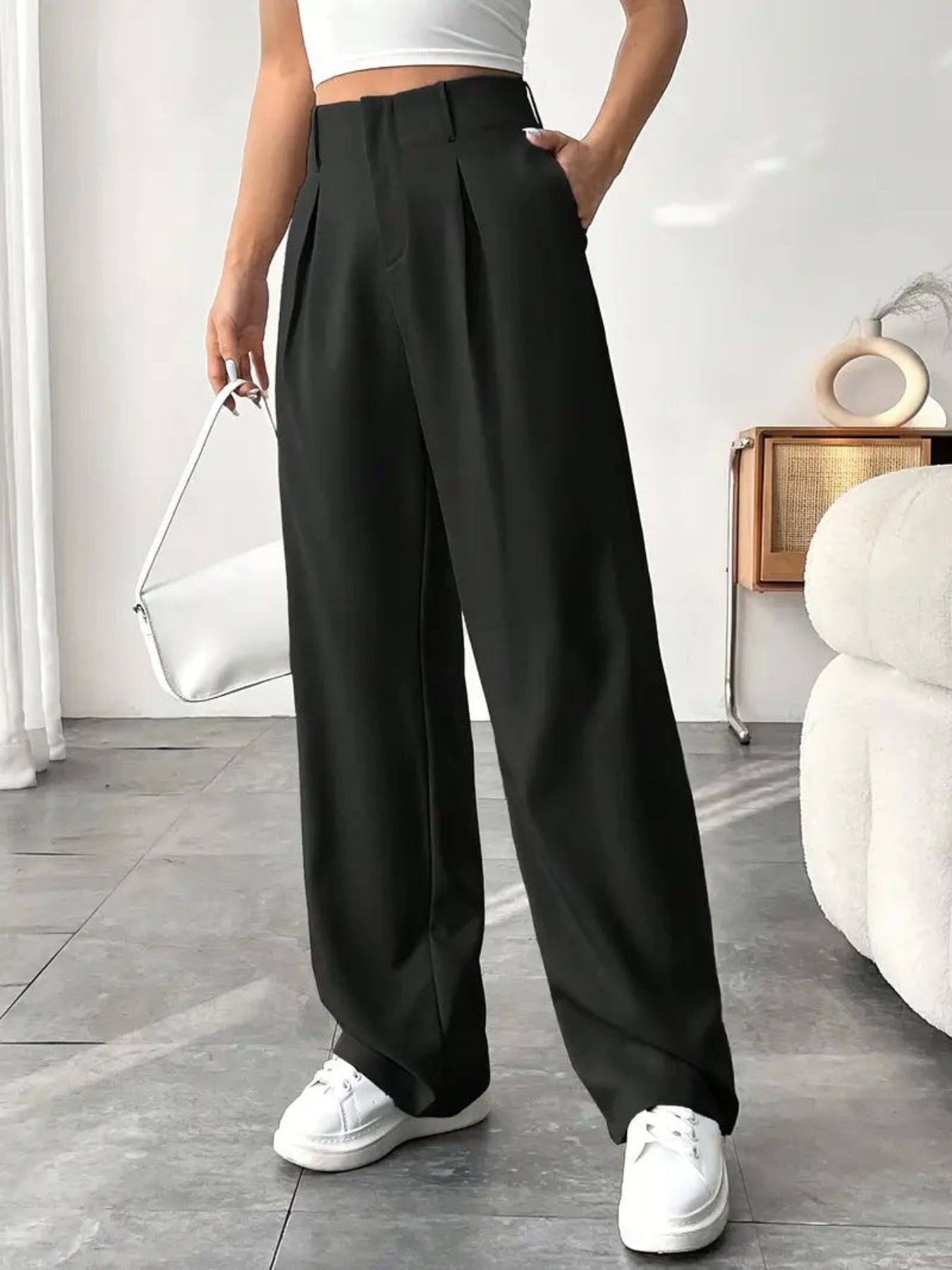Belisima | Elegant Pleated Wide-Leg Office Trouser