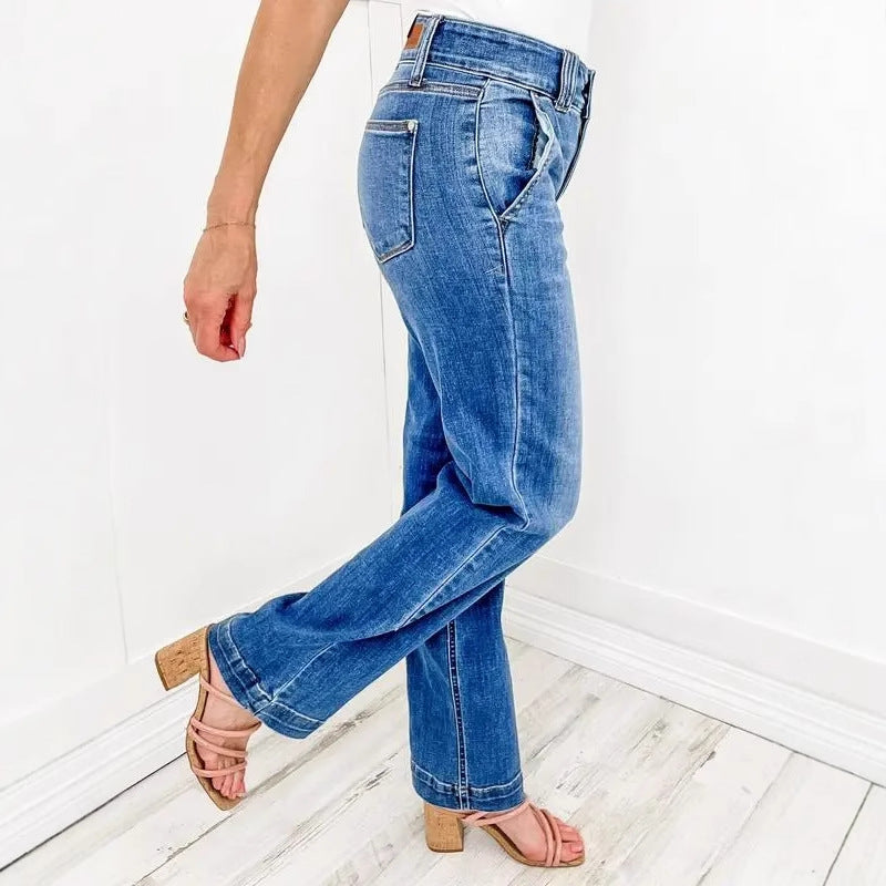 Tallis | Comfy Double Down Wide Leg Jeans