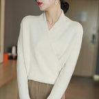 Natalie | Women’s Winter Wrap V Neck Knit Sweater